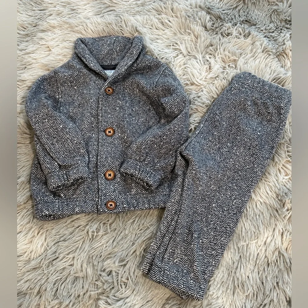 Carter's Navy and White Herringbone Set